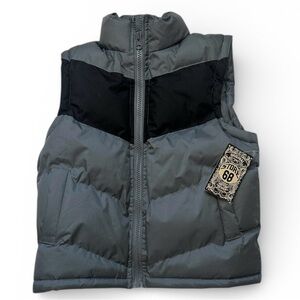 Studio 68 Stylish Kids Puffer Vest Boys 6 Black and Gray Full Zip Colorblock